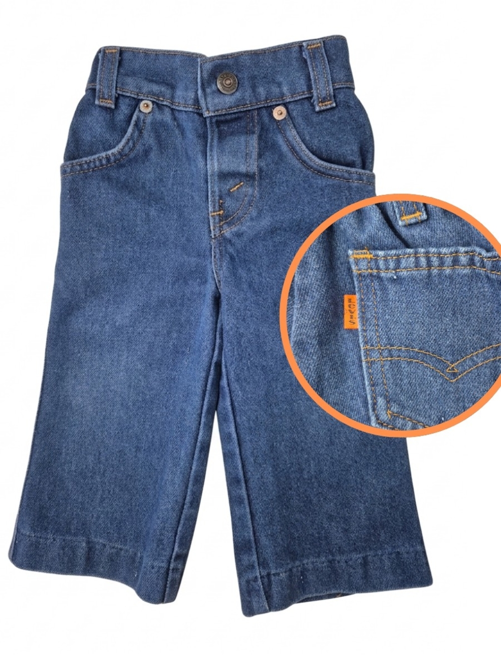 Vintage 1984 Levi’s Orange Tab Baby Jeans 9M 12M Velcro Fly Rare 80s